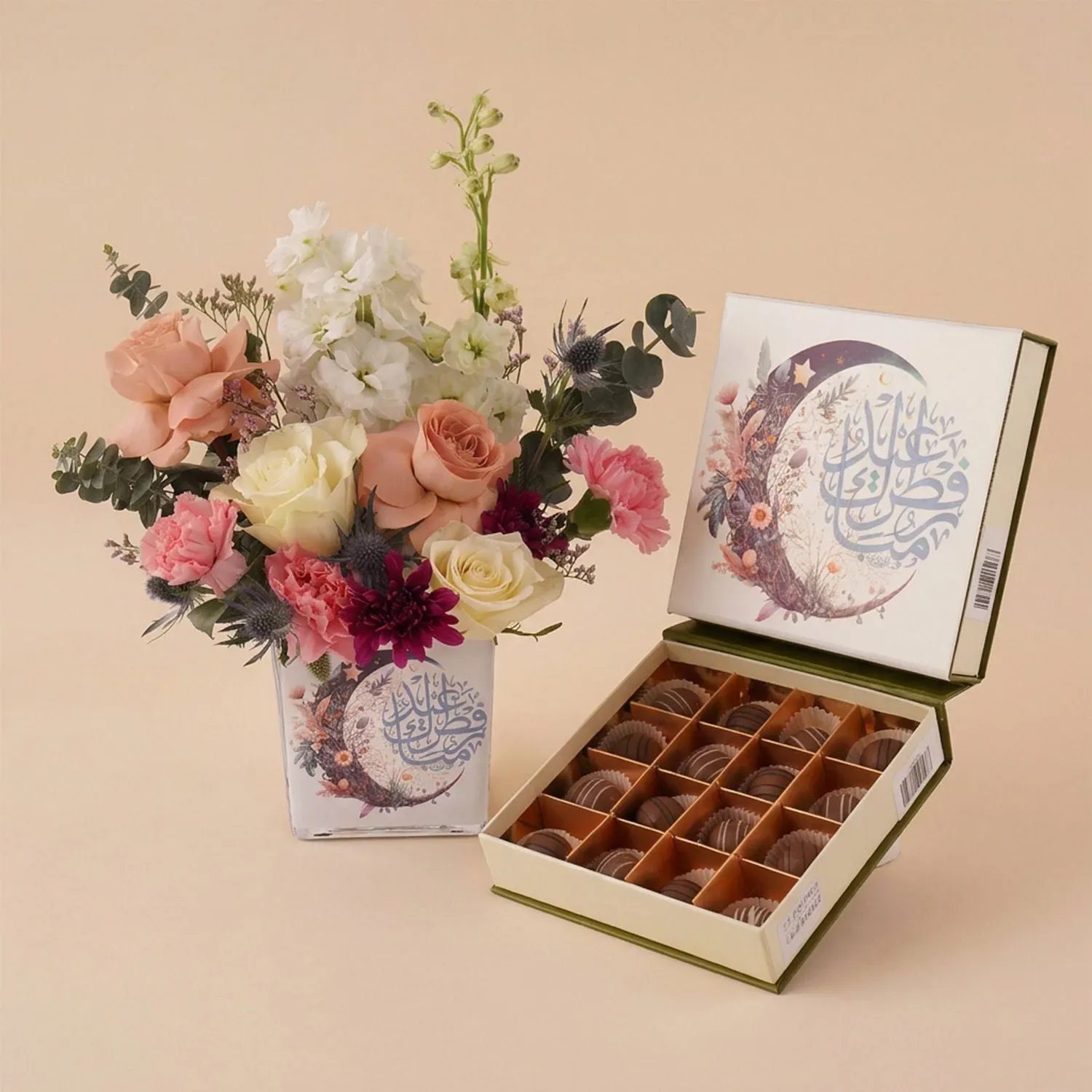 باقة ورد مع شوكولاتة