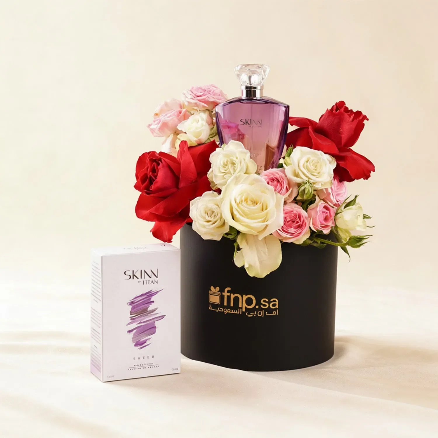بوكس هدايا جوري أحمر ووردي مع عطر